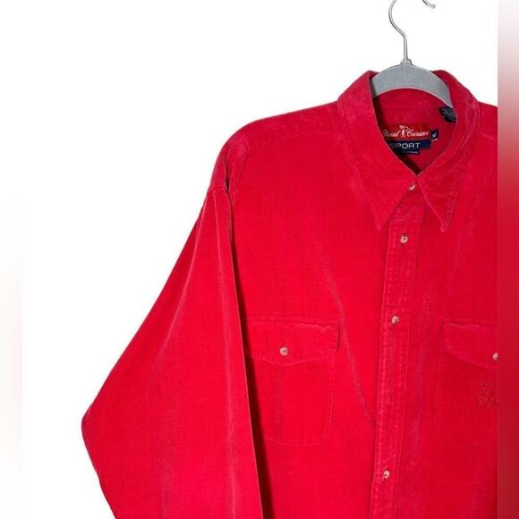 Daniel Cremieux 100% Cotton Red Dress Velvet Shirt Size XL - Picture 3 of 8